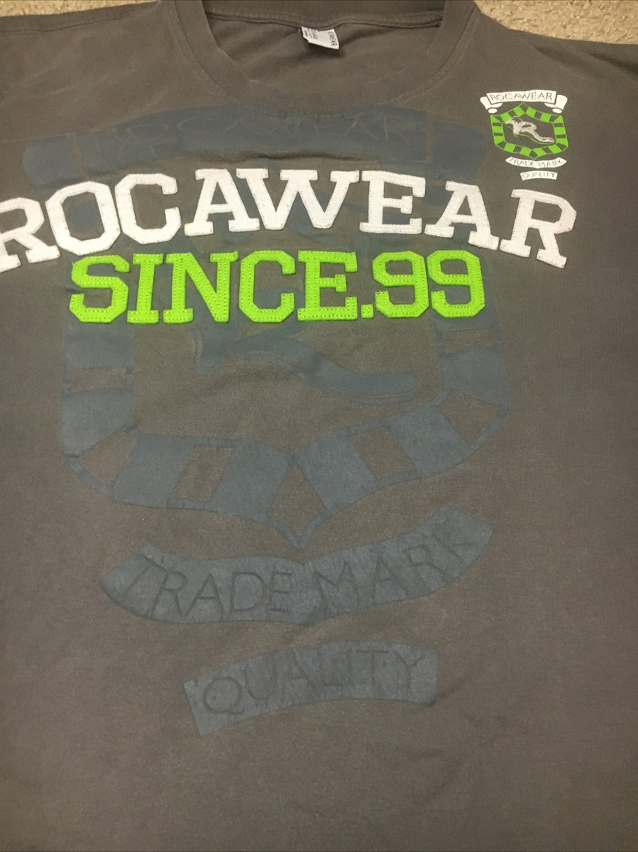 Vtg Rocawear T Shirt Mens 2XL XXL Gray Green spellout | eBay