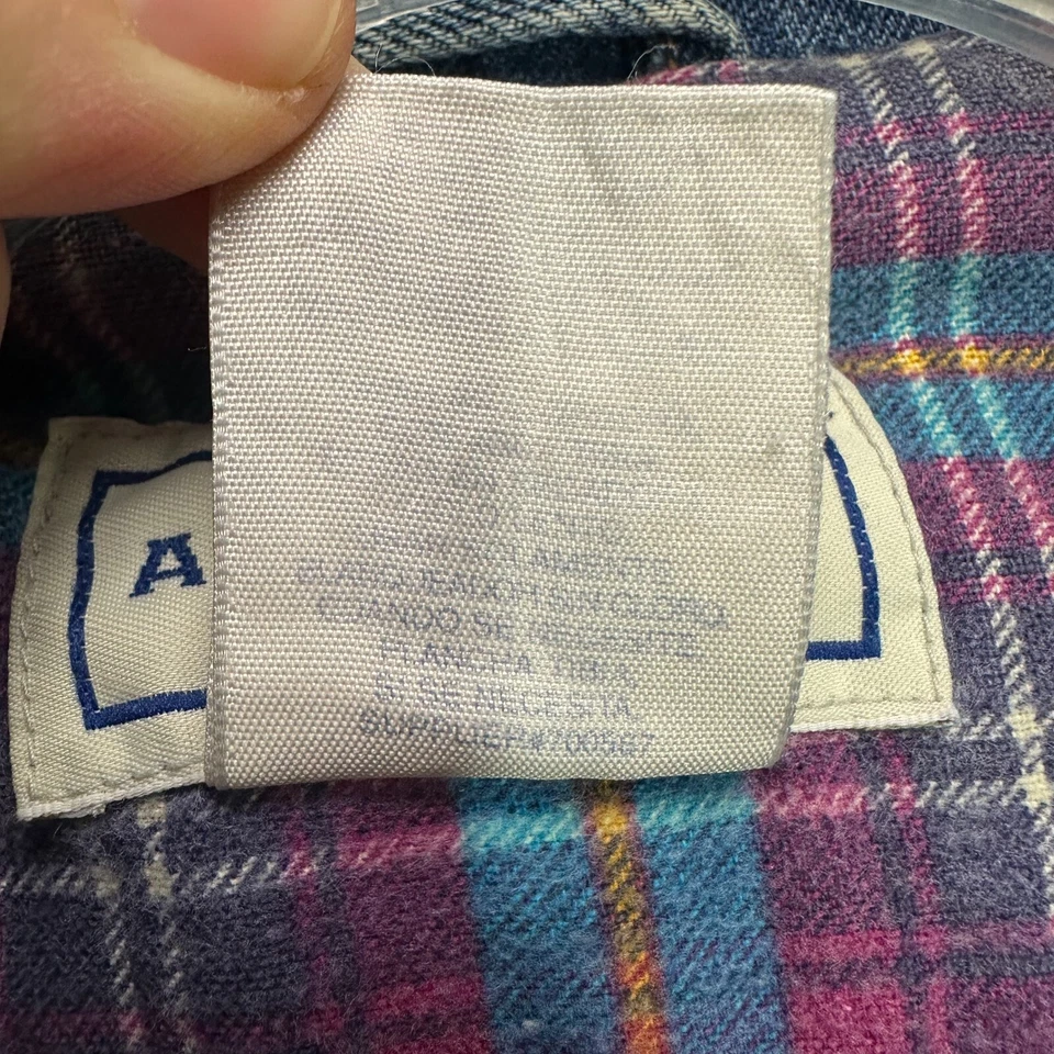 Chaqueta vaquera de colección de los 90 para mujer pequeña de franela forrada a presión bordado logotipo Arizona Foto 4 de 4