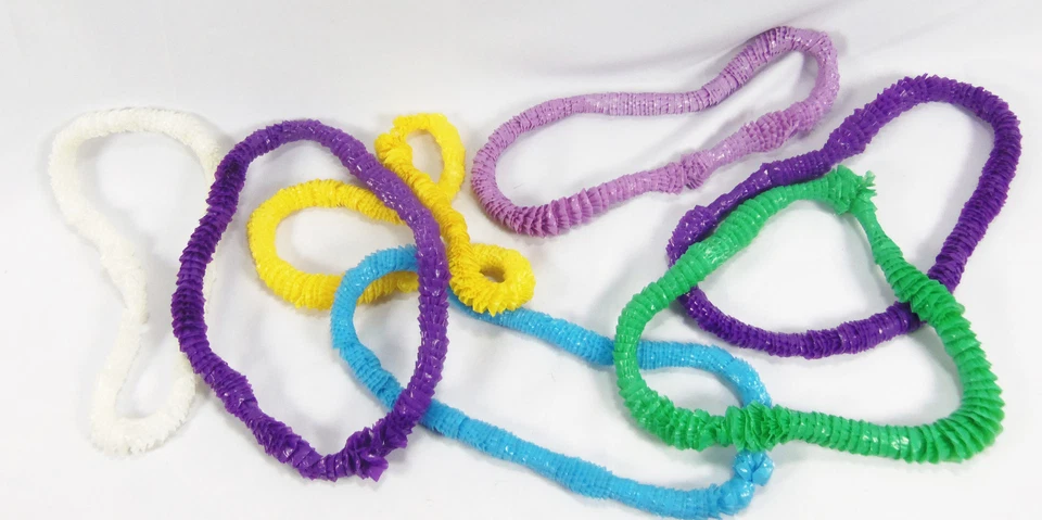 Hawaiano Decorativo Multicolor Tela Flores Lei y 8 Plástico Leis Foto 2 de 4