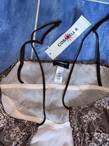 Cosabella Italy Y2K Vintage Chocolate Sheer Lace Mesh Muriel Slip Negligee M Neu mit Etikett - Bild 3 von 6