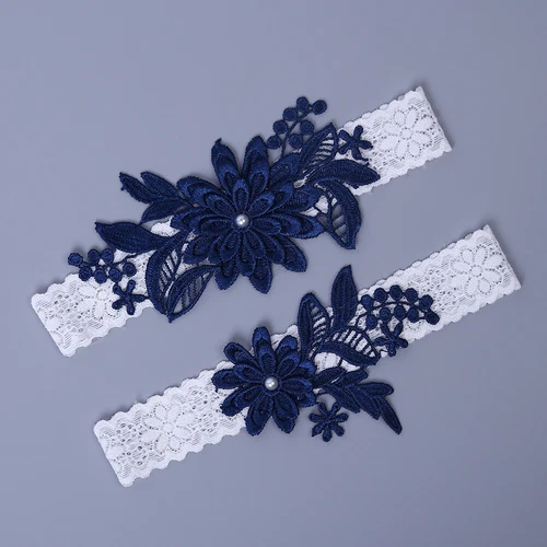 Bella giarrettiera da sposa in pizzo floreale fiori ricamati anello gamba cintura 10 colori - Foto 14 di 30