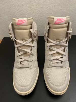 Nike Dunk Sky Hi Hidden Wedge Heel High Sneakers 644410-100 Size 9