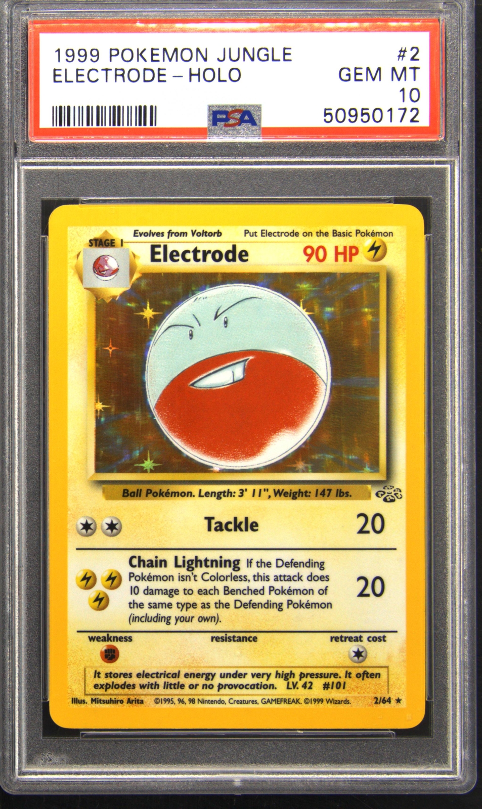 1999 Pokemon Jungle 2 Electrode Holo Rare Pokemon TCG Card PSA 10 Gem
