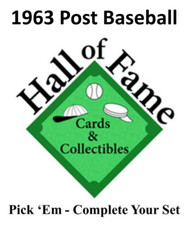 1963 Post Baseball Pick Your Card/Finish Your Set G2