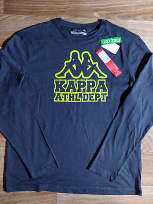 Kappa Mens Track Top Shirt Long Sleeve Sweatshirt Crewneck Gray Hype Big Logo