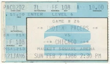 1986 INDIANA PACERS vs CHICAGO BULLS basketball ticket stub 2/2/86 George Gervin