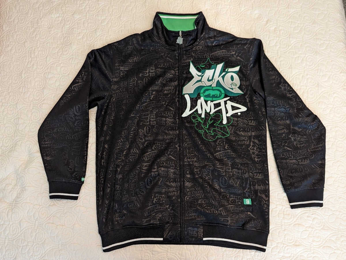 L*A様 激レア☆ ecko unltd スタジャン XXL bboy hiph Ecko Unltd Men's Large Full Zip Black Hoodie Large Logo