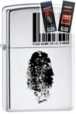 Zippo 20836 finger id Lighter with *FLINT & WICK GIFT SET*
