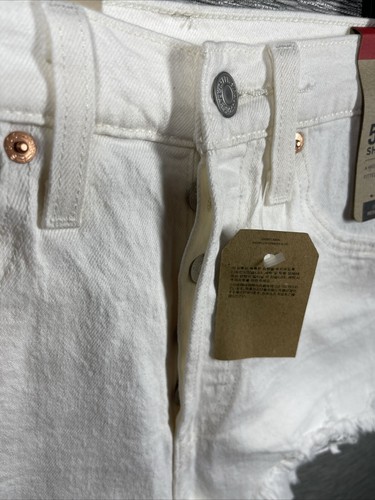 Levi's 501 Off-White High-Rise Button Fly Distressed Jean Shorts CHOOSE SIZE NEW - Picture 7 of 14