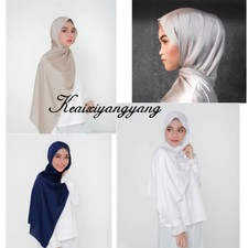 Women GOLD Maxi Wide Long Silky Shiny Plain Faux Silk Scarf Hijab Shawl Wrap