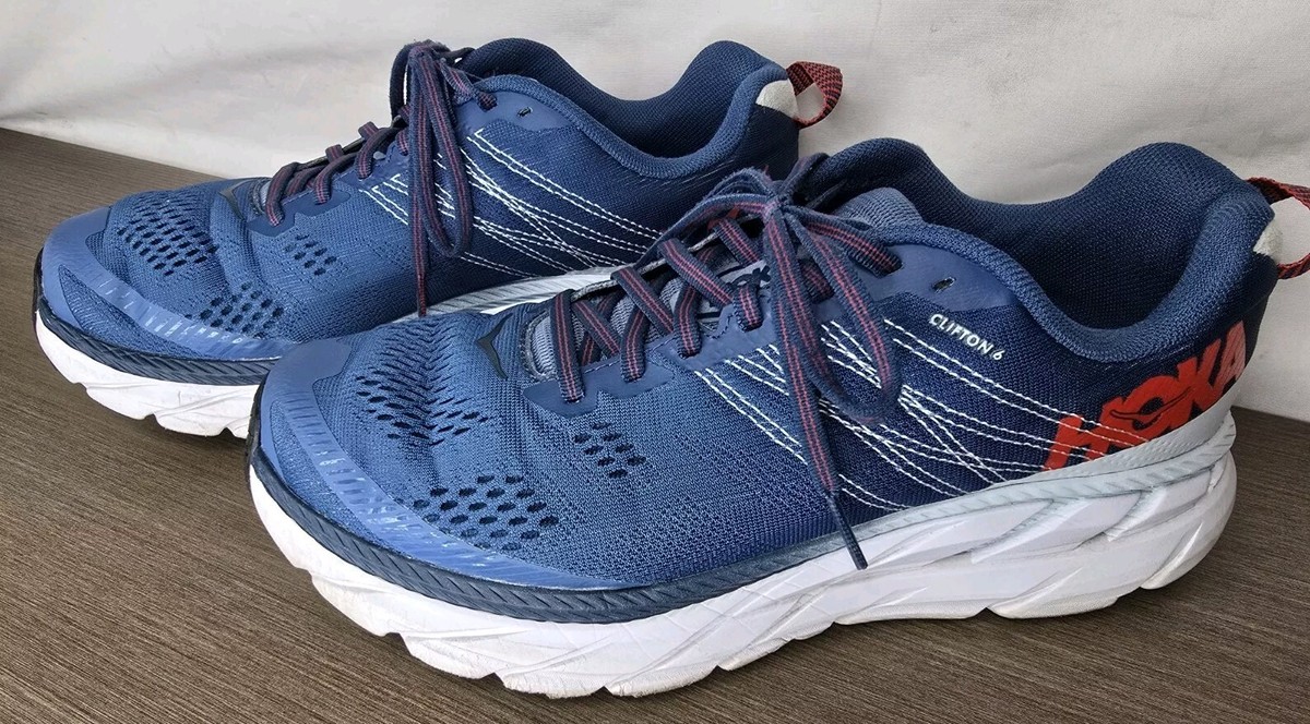 Hoka Shoes One Clifton 6 Mens 11 Blue Running Walking Sneaker Gym Comfort HOKA ONE ONE Clifton 6 Size 11 Men Ensign Blue Orange Air  main image 2