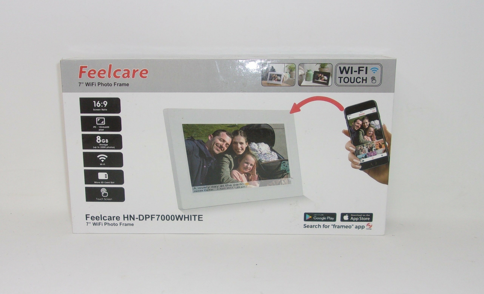 Feelcare 7 Inch 8GB Smart WiFi Digital Picture Frame, White (GENTLY USED) eBay