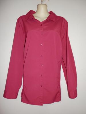 Maggie Barnes Womens Top 1X 18 20 Burgundy Button Tailored Long Slv Stretch E311