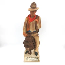 Lionstone Whiskey Decanter The Cowboy 1969 Vintage, Cork Broke in Decanter