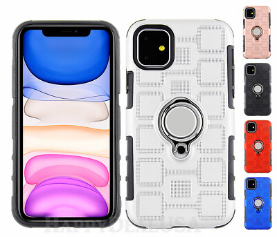 For Apple iPhone 11 - Slim Armor Rugged Hybrid Cover Case w/Ring Stand