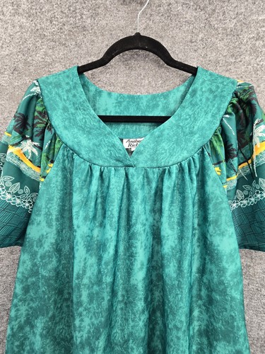 Anthony Richards Kaftan Mumu Dress Womens Large Pockets Short Sleeve Midi Green - Picture 3 of 13