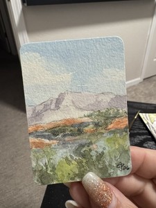 Snow Canyon 11/13 Hand Painted Watercolor On Paper. Jennifer Gubler ACEO
