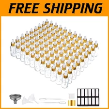 Thick Glass Bottles 99 Pack 1oz - Leakproof Golden Caps