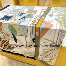 2025 70% Cashmere & 30% Silk Wrap Scarf Hand luggage Print Two Face Shawl 53"