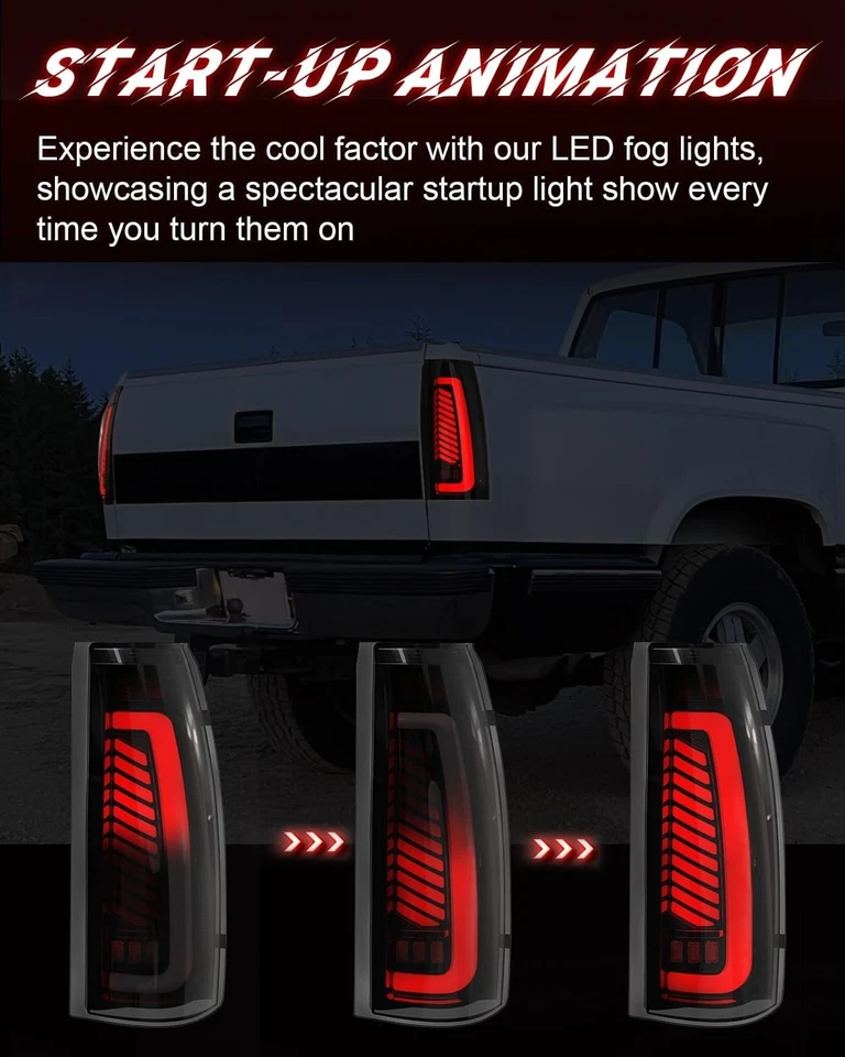 Sequential LED Tail Lights for 1988-1998 Chevy GMC C/K, Silverado, Sierra, 1992- Foto 3 de 4
