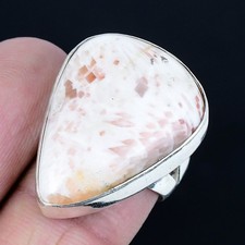Lovely Scolecite Gemstone Handmade 925 Sterling Silver Ring Size 6.5