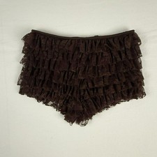 Lace Ruffle Chocolate Brown Mini Shorts - S