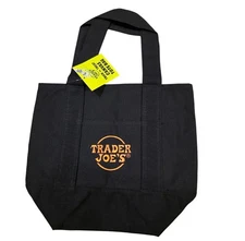  Trader Joe's Halloween Canvas Mini Tote Bag Black Limited Edition New