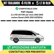 Tagliando per FIAT Ulysse 2.2 JTD 94 kw Diesel 2002-2006 - 5 Lt di olio + 4 F...