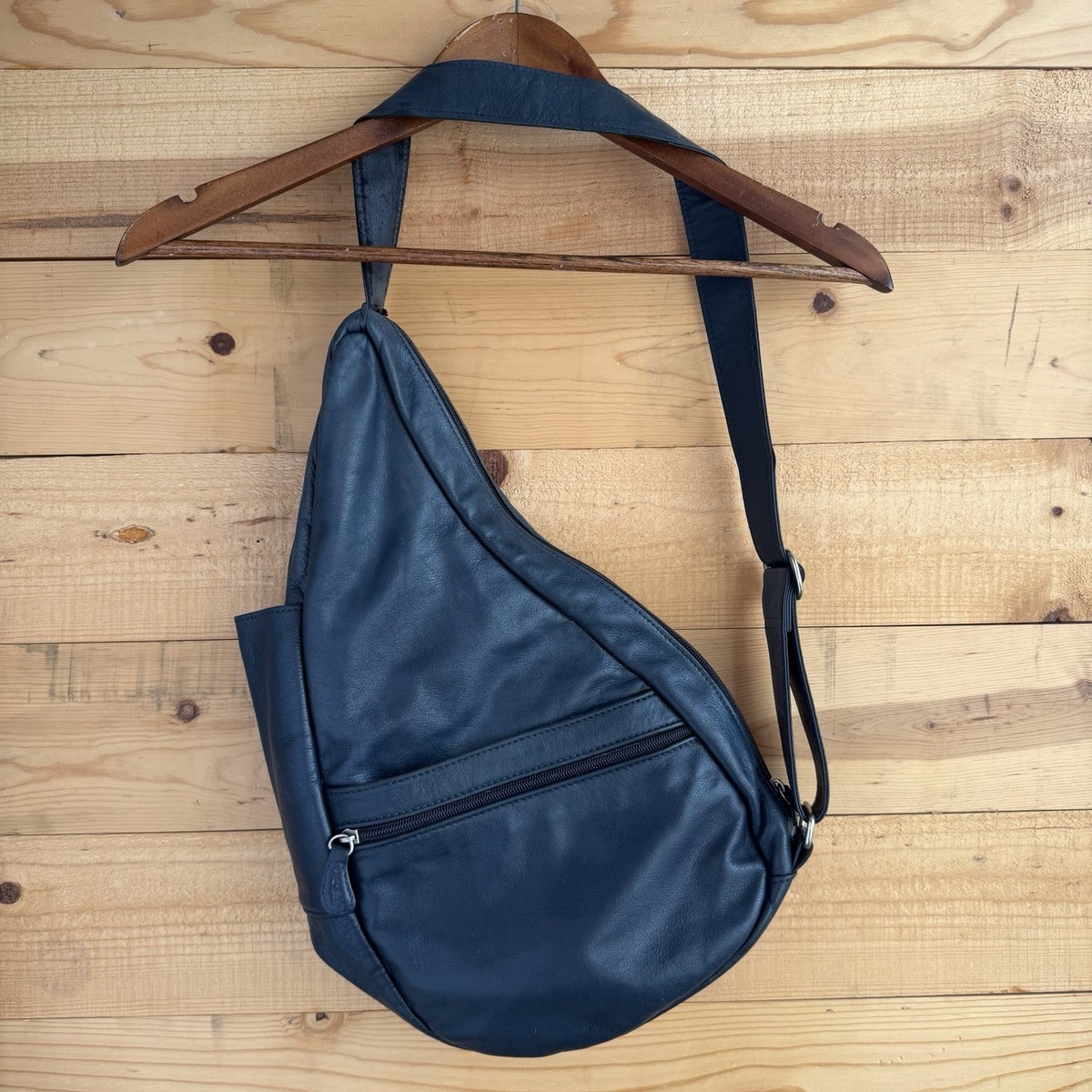 Ameribag Blue Leather Classic Healthy Back Bag Mono-Sling Backpack AmeriBag Healthy Back Bag Backpack Crossbody Sling Day Pack  main image 4
