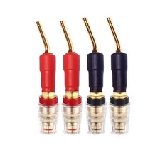 Banana Plug to 4mm Female Jack Speaker Wire 4 Pack Gold Plated Amplifier Conn...