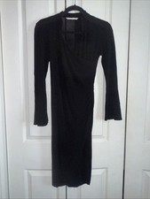 Diane Von Furstenberg  Faux Wrap Dress Spilt  Bell Sleeve Black Sz2