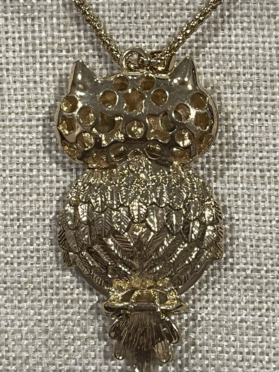 Betsey Johnson Rhinestone Jelly Belly Owl Pendant Necklace/ Read Description View 3
