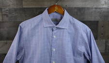 Canali Shirt Mens 16 41 Large Light Purple Check Dress Long Sleeve Italy Cotton