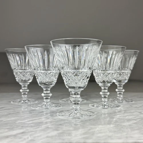 Set Of 6 Vintage WATERFORD Crystal TRAMORE Wine Water Goblets Glasses 5,5"