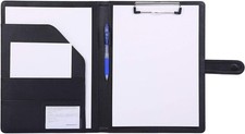 A4 letter size padfolio clipboard folder faux leather portfolio with clip black
