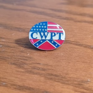 CWPT (Civil War Preservation Trust) Lettered Flag Background Pin Silver Tone