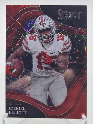 Ezekiel Elliott 2022 Select Draft Picks #143 Field Level Red Lazer Prizm Cowboys