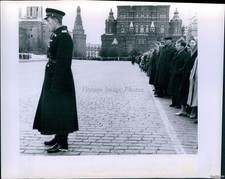 1959 Visiting Russians Line To Visit Tomb Of Lenin, Stalin Military 8X10 Photo