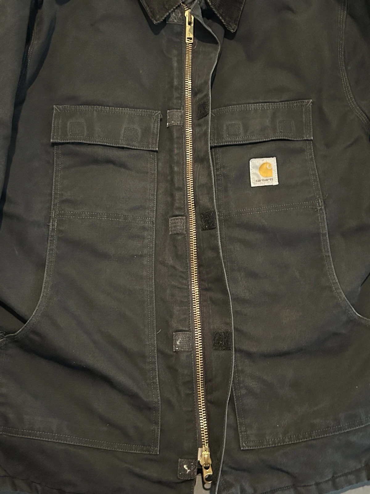 Carhartt Jacket Mens 54 Tall Black C03 Traditional Coat Duck Canvas Distressed image 8