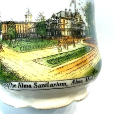 ALMA MICHIGAN MI Antique SANITARIUM Souvenir China GOLD PAINTED TRINKET