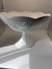 Vintage Colony Harvest Milk Glass Centerpiece/ fruit Bowl ~ Grapes & Leaves
