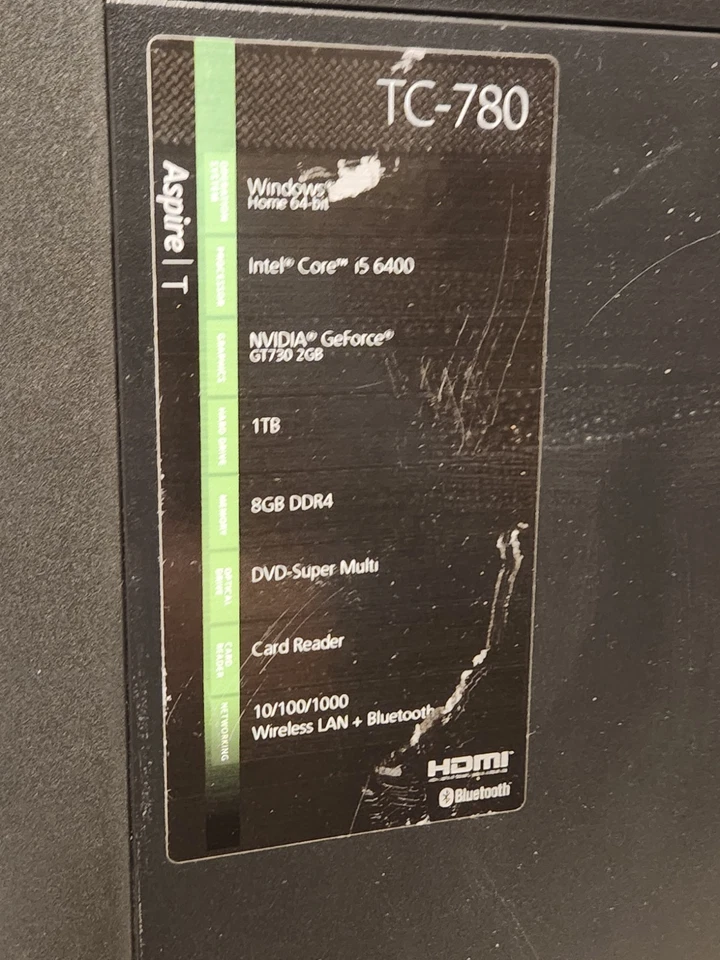 Acer Aspire PC TC-780 i5-6400 8GB RAM nVida GT 730 1TB Samsung Evo SSD Windows  - Image 4 of 4