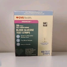 CVS Health Advanced Glucose Meter Test Strips 60 Count Box Diabetic NEW Metrix