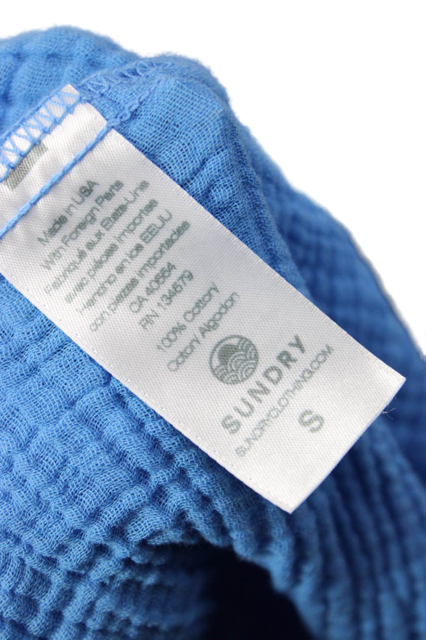 Sundry Women Basic Collared Button-Up Blue Cotton… - image 4