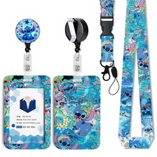 Anime ID Badge Holder with Lanyard Retractable Reel Colorful Cute