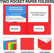 2 Pocket Folders, 5 Pack Folders with Pockets, Textured Paper File Folders