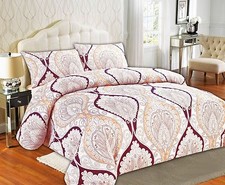Tache Maroon Mandala Fancy Patterned Paisley Rustic Super Soft Duvet Cover Set