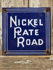 VINTAGE NICKEL PLATE ROAD PORCELAIN SIGN TRAIN LOCOMOTIVE RAILROAD TRACK RAILWAY