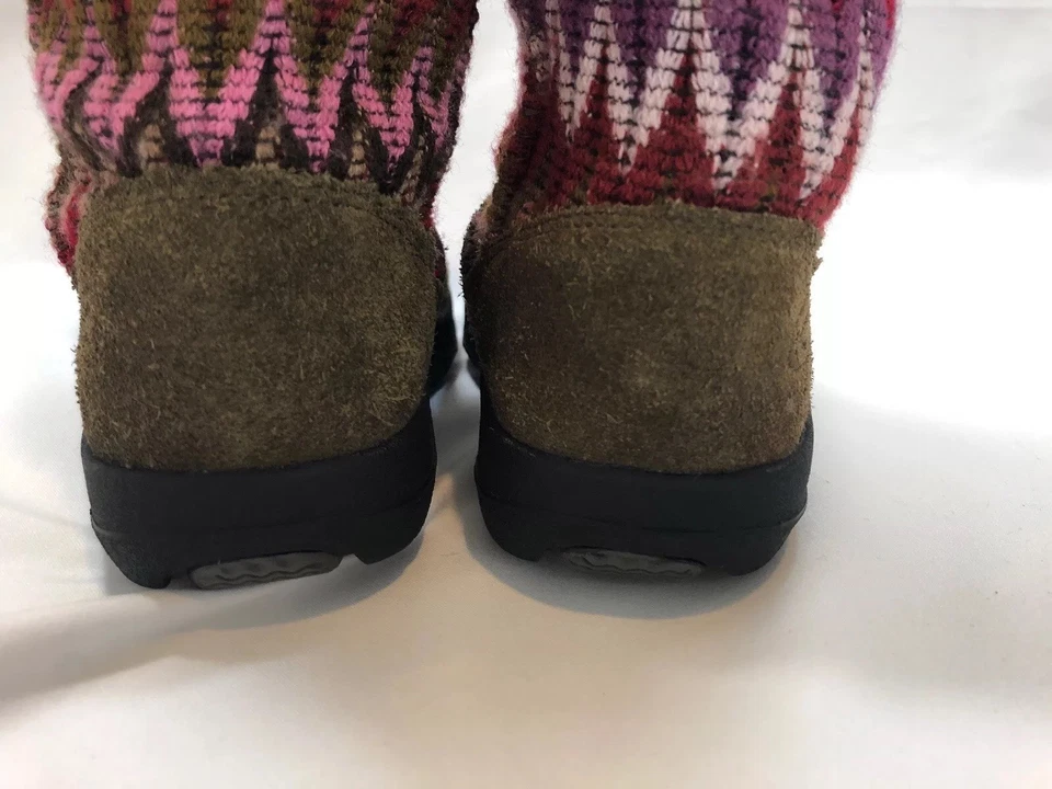 Keen Niñas Pequeñas Suéter Botas 8 Punto Chevron Rosa Morado Marrón Cuero Foto 4 de 4