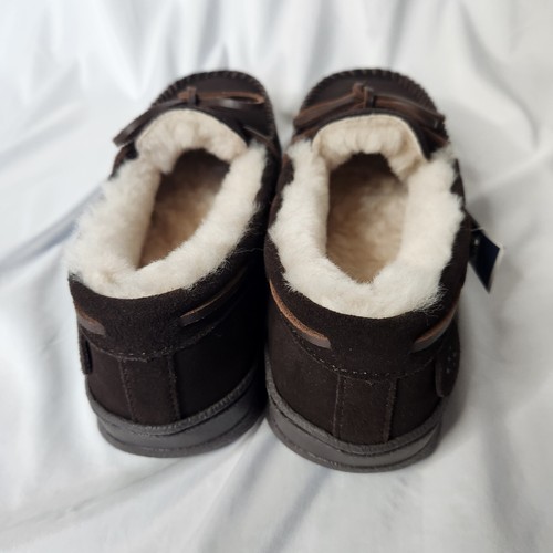 Eddie Bauer Mens Shearling Slippers Size 9 New Brown - Picture 2 of 6
